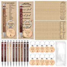 Lincia 20 Sets Christian Gift Bulk 20 Bible Verse Bamboo Pens 20 Scripture Bookmarks and 20 Keychains Inspirational Church Religious Gifts for Sunday School