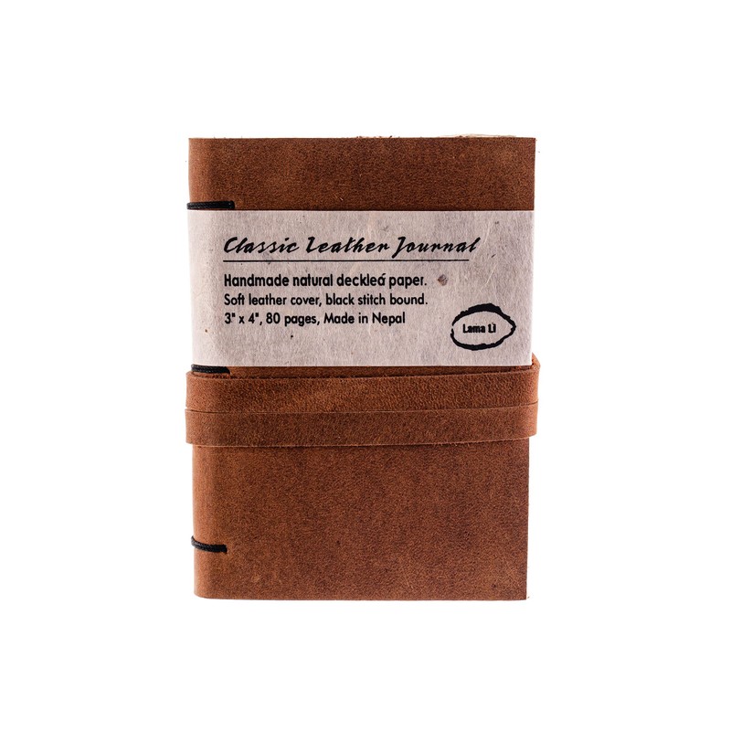 Lama Li Leather Journal, 3" x 4", Brown