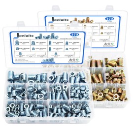 340 PCS Threaded Inserts Nuts, Wood Inserts Assortment Kit, Steel Threaded Inserts for Wood Furniture Screw 10 Sizes-1/4"-20, 5/16"-18, 3/8"-16 Threaded Inserts Kit with 6 PCS Hex Wrench