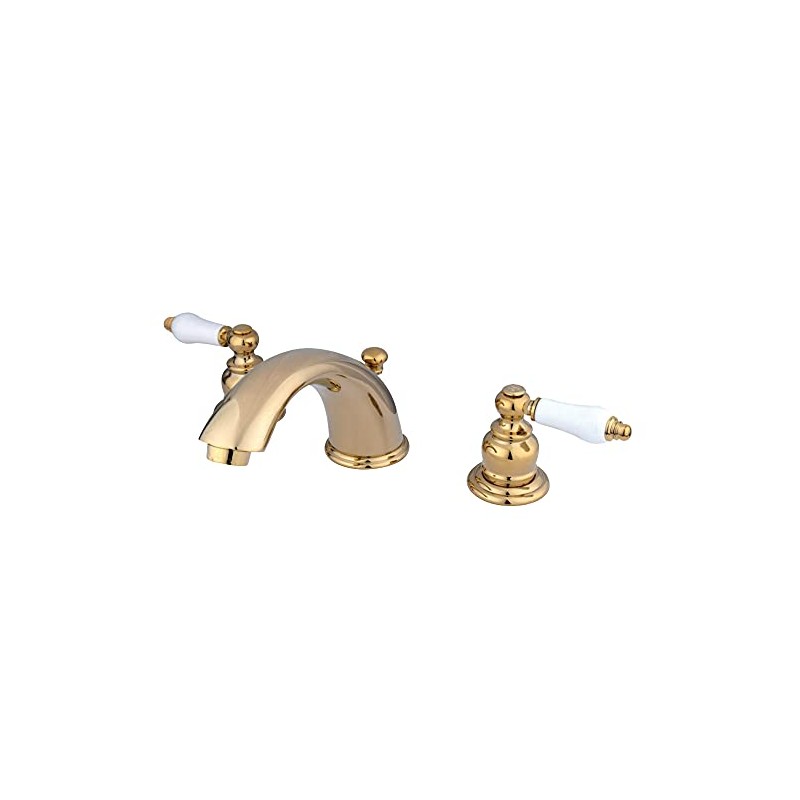 Kingston Brass KB962PL Widespread Lavatory Faucet, Polished Brass, 8-Inch Adjustable