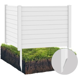 Giantex Air Conditioner Fence 2 Panels - 48''W x 36''H Outdoor Privacy Screen Trash Can Enclosure with 3 Stakes, PVC Vinyl Freestanding Picket Fences for Garden Patio Lawn AC Unit Pool Pump, White