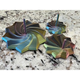 Expanded Sensory Fidget Star with Handle - Very Satisfying Sight and Sound with Hypnotizing Visual Fidget Toy:_Blue - Green - Purple_Medium