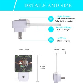 Oeaskly Sloth Night Light,Cute Baby Sloth Sleeping on Tree Night Lights Plug into Wall for Boys Girls, Led Lights Indoor Home Decor 0.5W Nightlight Sleep Friendly