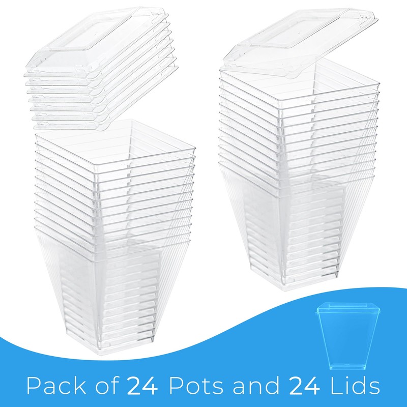 EURO CLASSIC Plastic Mini Dessert Cups/Dessert Bowls with Lids -