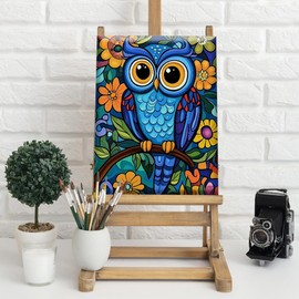 Natuyalo Framed Paint by Numbers Kit for Adults Beginners, Owl Easy Paint by Number with Frame, Animals Acrylic Paint by Number Kits on Canvas 12x16 Inch