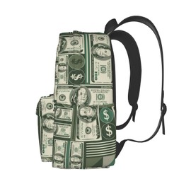 Jbofyee Laptop Backpack For Men Women, Gaming Theme Lightweight Daypack Bookbag For Daily Commutes Business Travel Hiking, Money, One Size, Daypack Backpacks