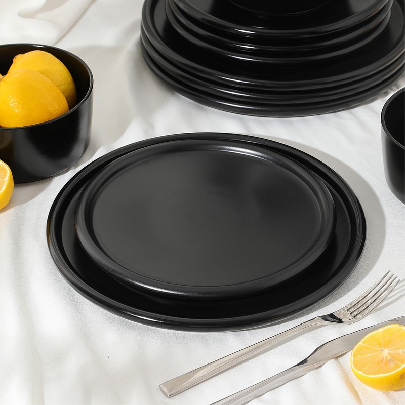 Stone Lain Eden 8-Piece Dinner Plate Set Stoneware, Black