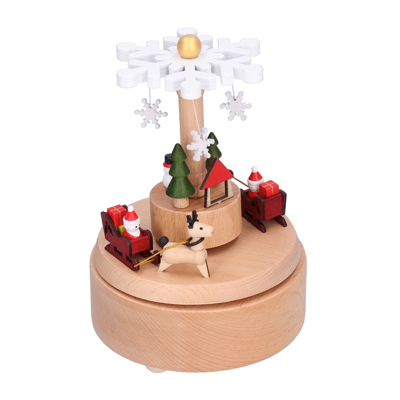 Wooden Music Box Snowflake Decor Wood Grain Texture Beautiful Sound