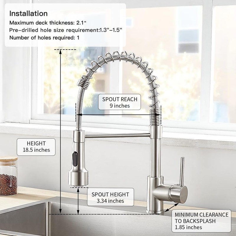 OWOFAN Kitchen Faucet with LED Sprayer Single Handle Pull Down