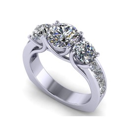 Central Diamond Center Lucita Style Sterling silver CZ 3 Stone Ring 2.50ctw (Euro) - Platinum Plated - Size 12