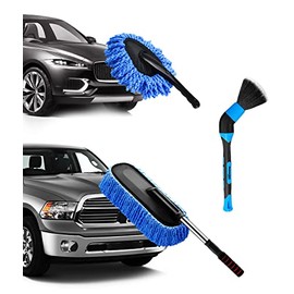 YeewayVeh Kit de plumero de coche, juego de 3 cepilloscon cepillo para polvo de microfibra extensible sin arañazos y cepillo para polvo interior...   