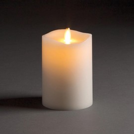 Napa Home & Garden LIGHTLi Moving Flame Advanced Battery-Operated LED Indoor Wax Pillar Candle, 3" x 4-1/2", Ivory