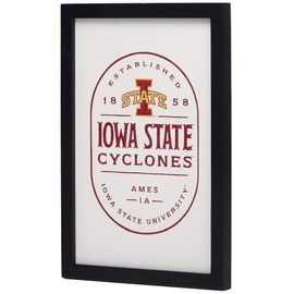 Iowa State University Cyclones Badge Framed Wood Wall Decor - Vintage ISU Cyclones Wall Art for Man Cave, Office or Dorm Room