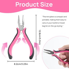 Hair Extension Pliers, Anti Slip Handles Hair Extension Pliers Professional Hair Extensions Tool, Mini Hair Extension Tool Professional Hair Extensions Tool for Females Hair and Removal Tool