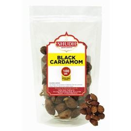 Shudh Black Cardamom Pods Whole 100 GM ~ (Tsao Ko/Cao Guo/Thao Qua) ~ All Natural ~ Non-GMO Spice ~ Product of China