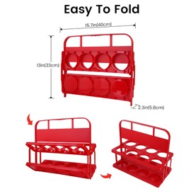 Bodaon 8 Cup Drink Carrier with Handle, Plastic Cup Carriers for Drinks, Drink Holder for Car, GrubHub/Eats Doordash Accessories, Portable Foldable Reusable Mobile, Use for Food Delivery Bag, Red