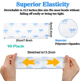 16Pcs Cute Headbands for Women Girls Fashion Floral Women's Headbands Elastic Hair Bands Non Slip Sport Headband Striped Headband Soft Fabric Head Bands Hair Accessories for Daily Workout Yoga Fitness