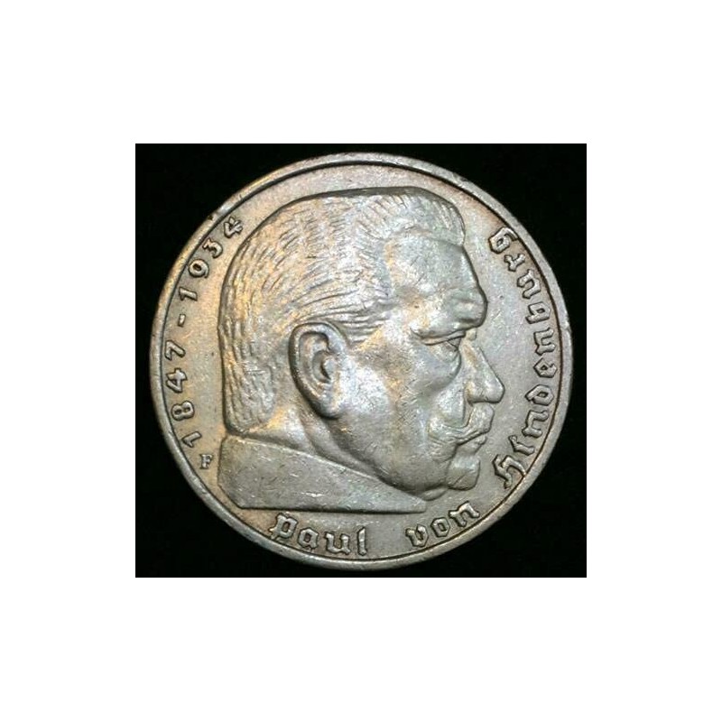 1936-A German 5 Mark 3rd Reich; KM#86; Silver