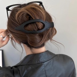 Flomiara 4PCS Flat Claw Clip, Oval Hair Clips for Thick Thin & Fine Hair Women Girls, Non-Slip Strong Hold French Matte Claws Accessories, Black, Beige, Pink, Purple Set