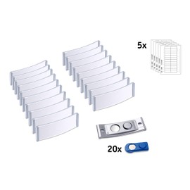 Pack of 20 - Polar® 20 "Metal" Magnetic Name Tags, Including Printing Sheets