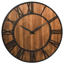 Tangkula 30 Inch Round Wall Clock, Farmhouse Large Wall Clock with Roman Numerals, Decorative Wooden Wall Clock, Come with AA Battery, Rustic Wall Clock Hanging for Home Office (Bronze+Brown)