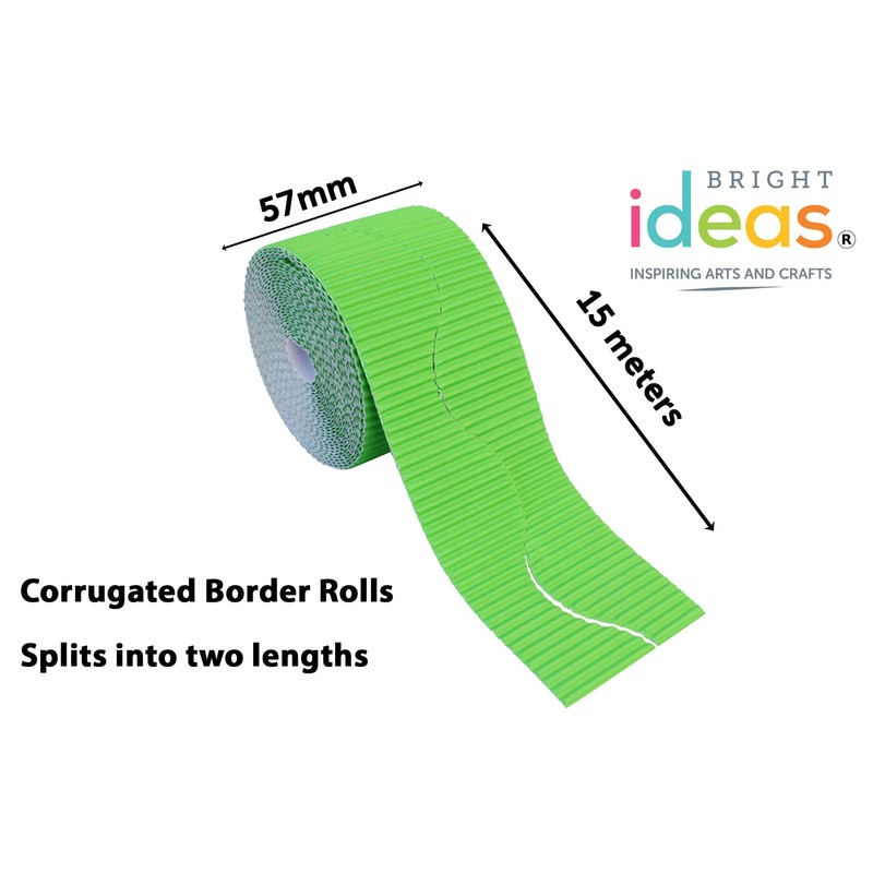 Bright Ideas Corrugated Border Roll for School Displays, Apple Green,