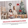 iplusmile 10pcs Glitter Artificial Christmas Flowers Red Silver Tree Hanging