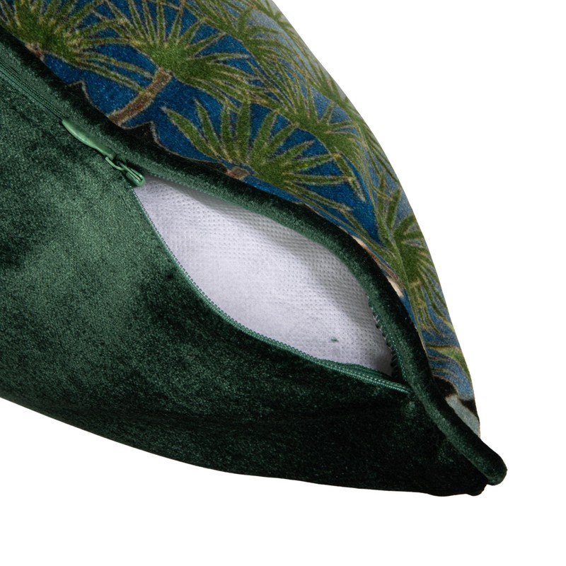 Creative Co-Op Cotton Blend Velvet Printed Pillow with Cranes and