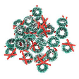 DOITOOL 24Pcs Mini Christmas Wreath Artificial Dollhouse Miniature Christmas Wreath Christmas Tree Hanging Ornaments Christmas Decoration