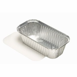 Aluminium All-Purpose Bowls with Insert Lids, Cardboard, PE Coated, Square, 1.5L, 24.8 cm x 12.8 cm, Pack of 25
