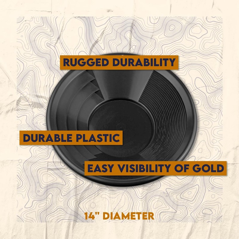 SE 14 Inch Gold Panning Pan - Dual Riffles for