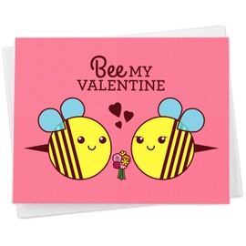 Cute Honey Bees Valentines Day Card - "Bee My Valentine"