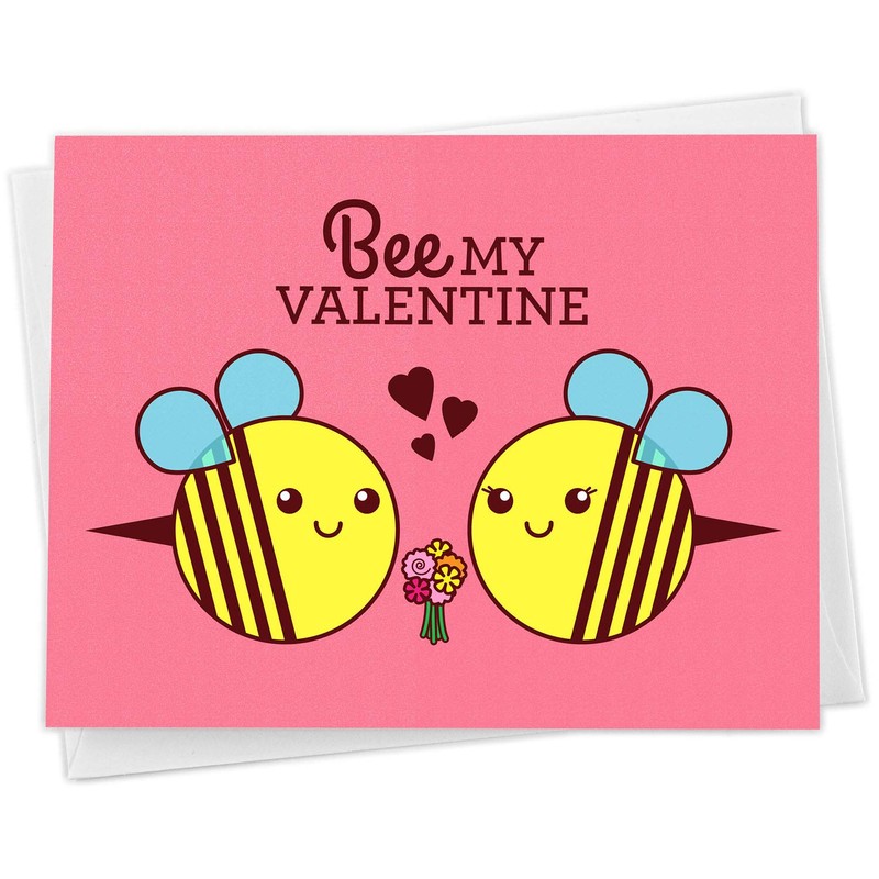 Cute Honey Bees Valentines Day Card - "Bee My Valentine"
