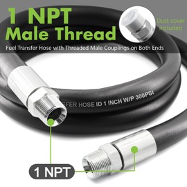Jeemiter 1 inch Fuel Hose, 1 Inch × 20 Feet Fuel Transfer Hose with 1" Male End Fittings for Dispensing Diesel Gasoline Kerosene Biodiesel