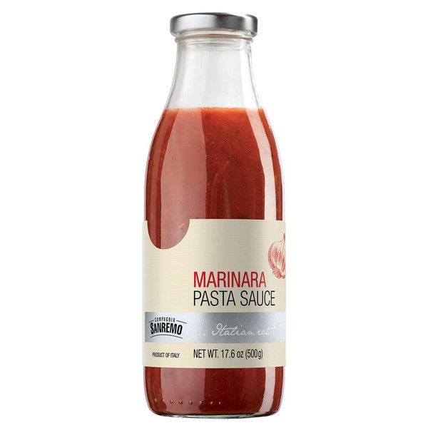 Sanremo Italian Marinara Pasta Sauce, Made with Real Fresh Ingredients, Extra Virgin Olive oil, and Produced in Italy, 17.6 ounces (Pack of 2)