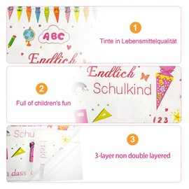 Table Decoration First Day of School Girls Set - 32 Pieces Napkins Finally School Child with 8 Pieces Lanterns Sugar Bags ABC 123, First Day of School Decoration Pink Sugar Bag Napkins School