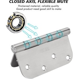 Dirawell 304 Stainless Steel Door Hinges, 4'' X 4'', Ball Bearing Door Hinges 4 Inch, Commercial and Residential Door Hardware, with 5/8 Inch Radius - Non-Removable Pin - 3 Pack