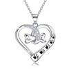 Heart Print Necklace Sterling Silver Adjustable Cute Animal Pendant Necklace