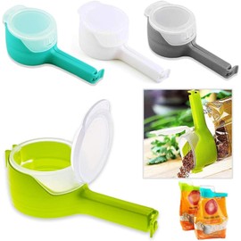 4 Pcs Bag Clips for Food, Food Storage Sealing Clips with Pour Spouts, Kitchen Chip Bag Clips, Plastic Cap Sealer Clips, Great for Kitchen Food Storage and Organization, Blue color