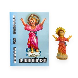 GCK Novena en Honor al Divino Nino Jesus con Imagen Figura 2 Pc Set Holy Divine Child Spanish Prayer Book with Figurine