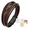 Leawede pulseras hombres De Cuero Con Hebilla Trenzada,Regalos Para Hombre