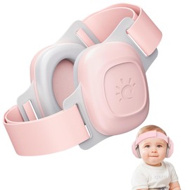 BEBON Baby Ear Muffs Noice Protection, 25 dB Baby Noice Cancelling Headphones for Infants Toddlers 0–48 Months with Adjustable Headband, Portable Airplane Travel Essential for Hearing Protection, Pink