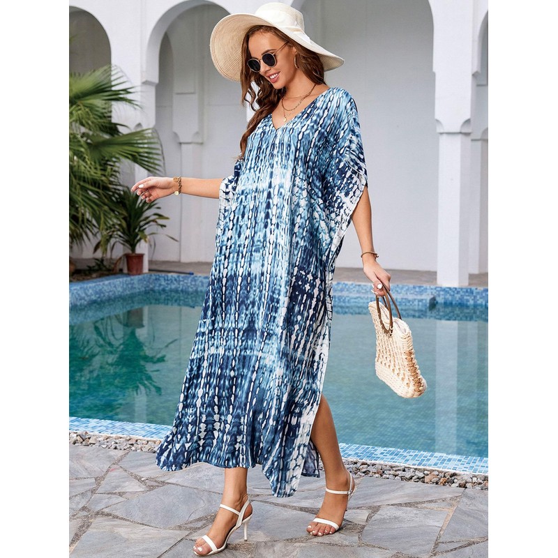 IMAGEKOPE - Traje de baño largo con estampado de caftanes