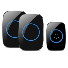 Lostrain Timbre Inalámbrico Impermeable, Timbre de Puerta 1 Transmisor y 2 Receptor con 60 Melodías 5 Niveles de Volumen Modo de Silencio, 300m de Alcance LED Indicador para Casa, Oficinas, Hoteles