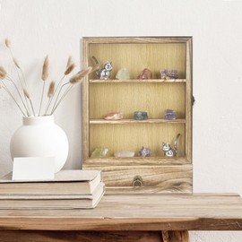 FramePro 11x16 Deep Shadow Box with Shelves and Drawer Carbonized Black Memory Box Display Case for Collector, Keepsake Coins Military Medals Pins Wedding Flowers