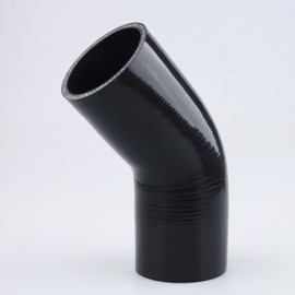 AC PERFORMANCE ID 2.5" (63mm) 45 Degree Elbow Coupler, Length 3.5" (90mm), 3-Ply Reinforced, Automotive Pure Silicone Hose, Black
