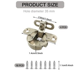 4 PCS Adjustable Cabinet Door Hinges,97 Degree Turning Axis Soft Close Cupboard Wardrobe Doors Hinges,Concealed Hinge for Kitchen Bathroom Window Wardrobe Bookcase