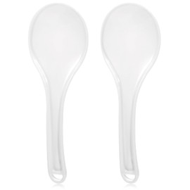 2 Pcs Plastic Rice Serving Spoon White Rice Paddle Spoon Non-Stick Rices Scooper Easy to Clean Rices Spatula for Cooking Serving Mixing Flipping Food Kitchen Tool for Scraping Cookie Dough(7.48inch)