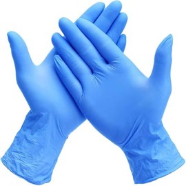 The Real Touch Nitrile Disposable Gloves Blue - Latex-Free, Powder-Free, Puncture-Resistant, Comfortable, Textured, Tear-Resistant for Medical, Food Prep, Tattooing & Cleaning & More (100, L)