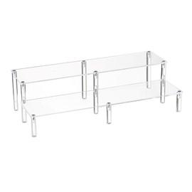 BYCY 2 Tier Clear Acrylic Display Stand Cupcakes Holder, Dessert Display Riser for Great Event, Birthday Party, Wedding Party ( 1 Pack - 16" X 6.9" X 4.25" )